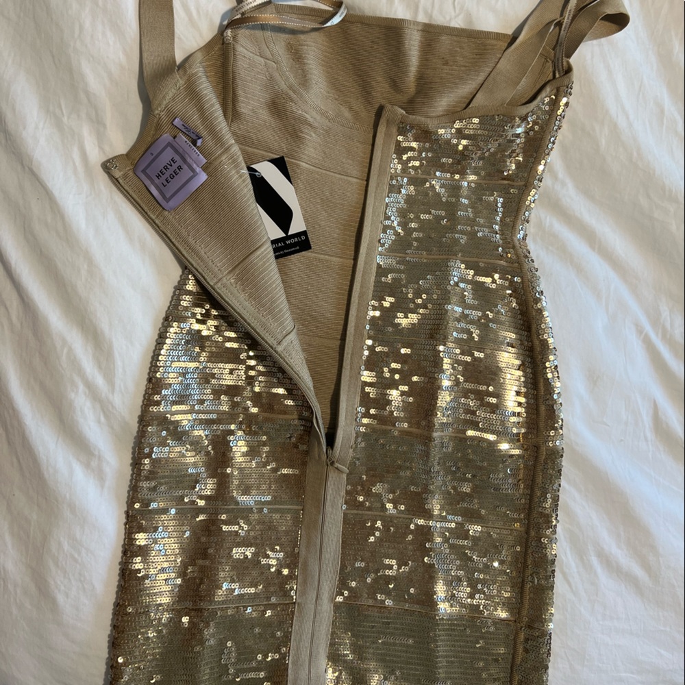 Hervè Leger Gold Sequin Dress - Picture 5 of 6